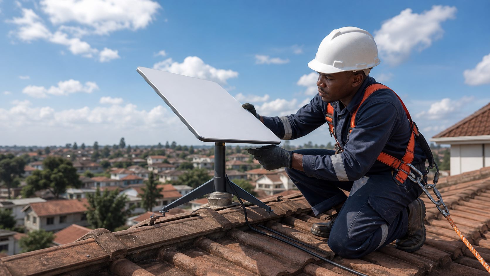 Amazon LEO Internet Installation in Busia - Amazon LEO Internet roof installation in Kenya